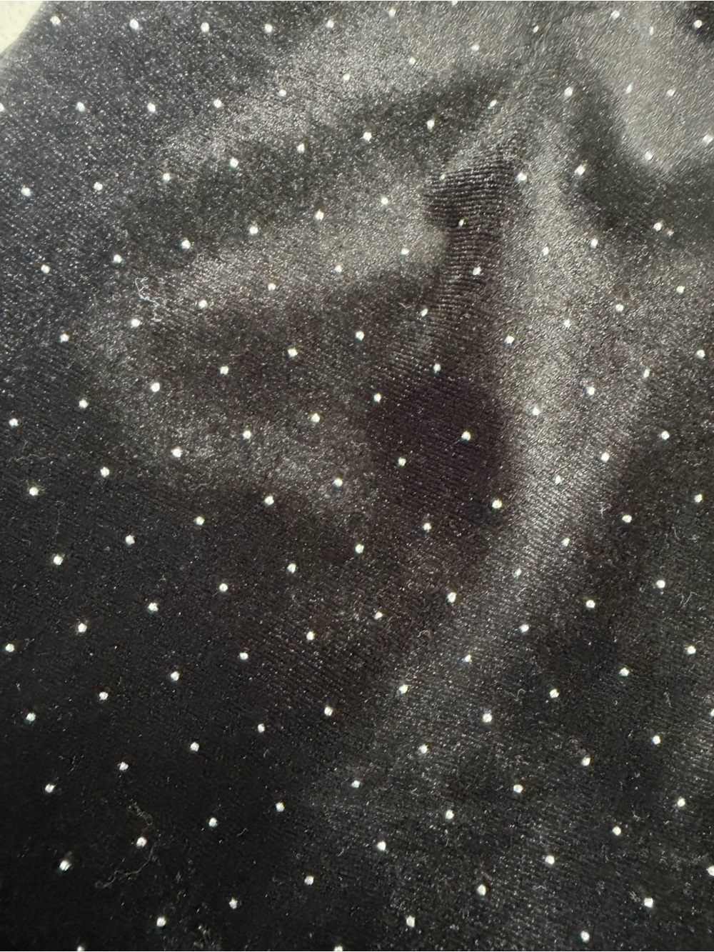 miami Black Velvet Long Sleeve Mini Dress with Silver Dot Detail - Picture 5 of 7